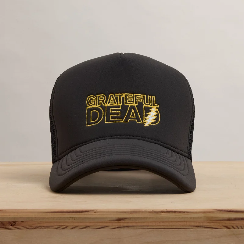 Grateful Dead Lightning Bolt Embroidery Trucker - Carbon Grey