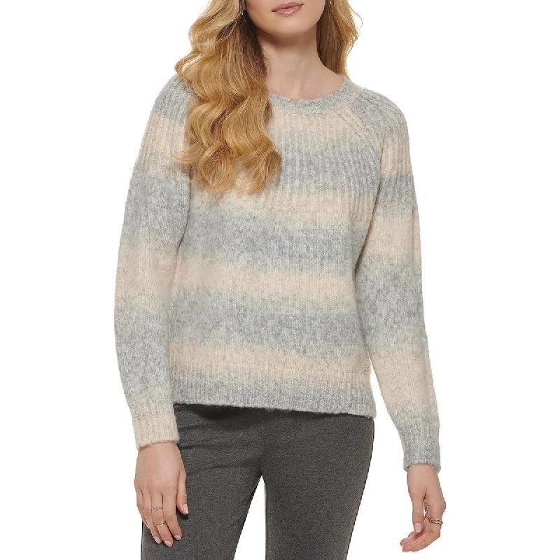 Womens Striped Pullover Crewneck Sweater