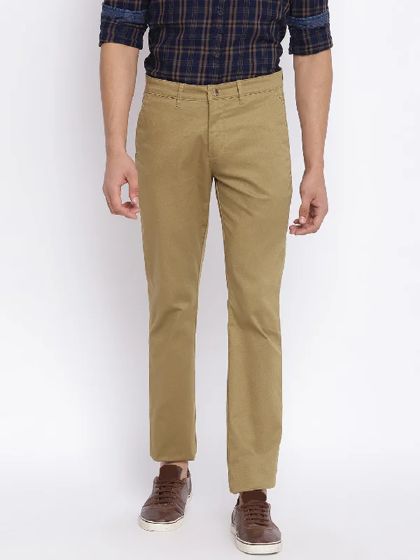 Men's Casual Flat front Khaki  Trousers