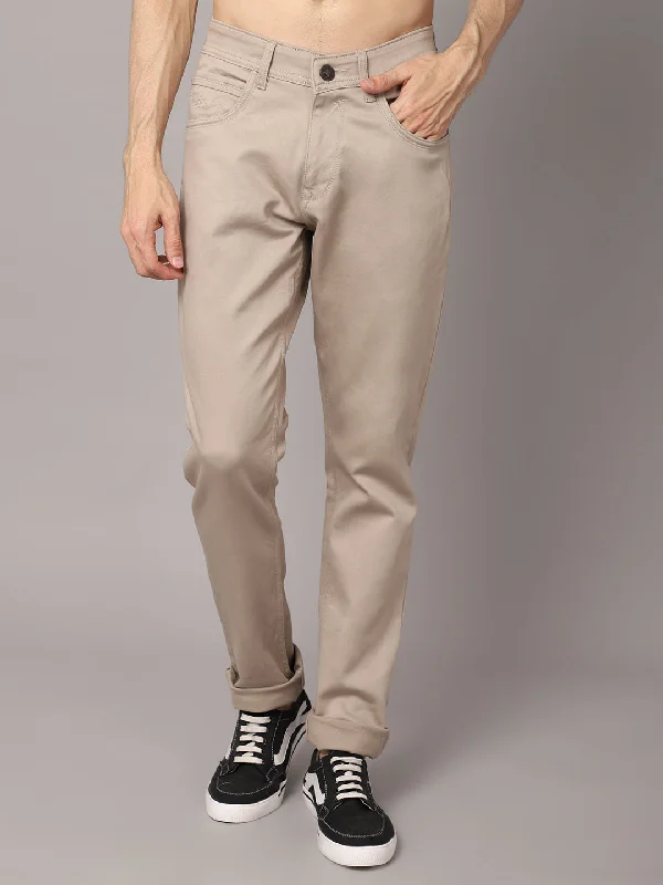 Men's Casual Flat front Fawn  Trousers