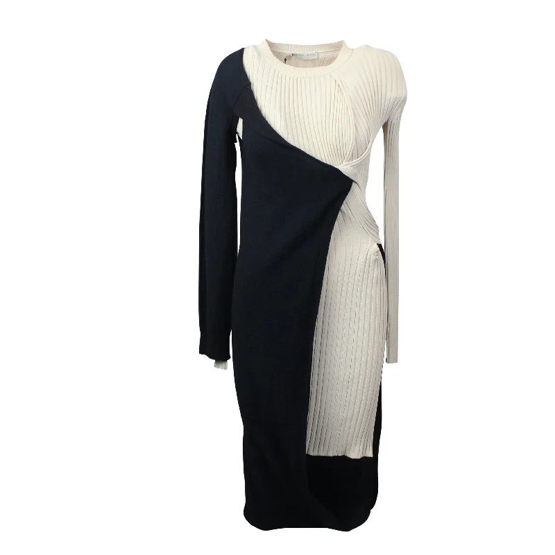 BTV-XTPS-0135/40 592206VKHH0_1128 Black/Butter Bottega Veneta Two Tone Rib Knit Dress