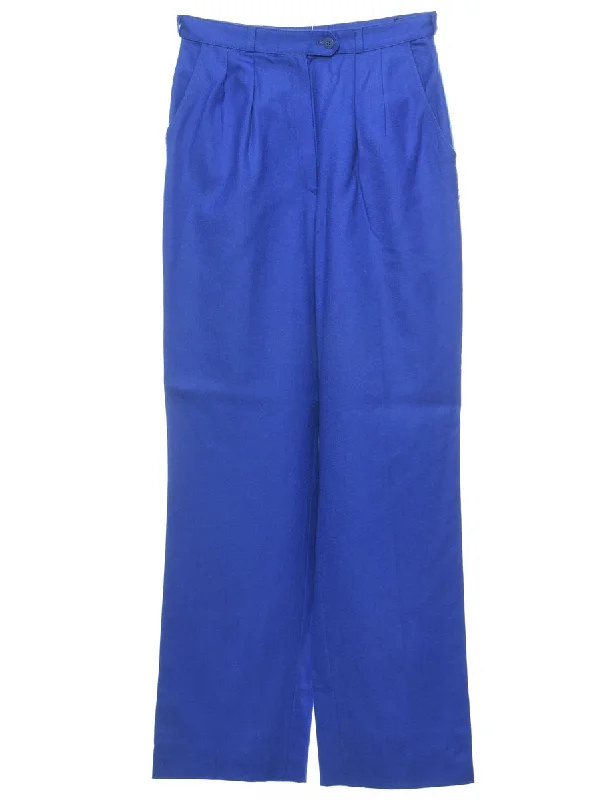 Blue Classic Vintage Pleated Trousers - W26 L30