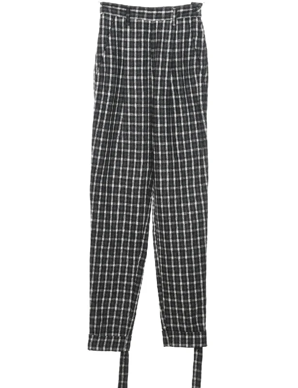 Checked Grey & White Tapered Trousers - W24 L30