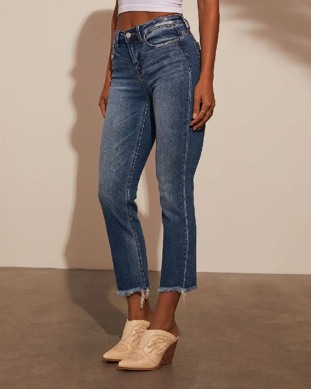 Collins Mid Rise Crop Slim Straight Jeans