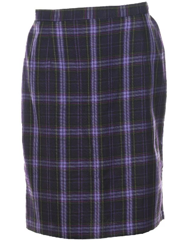 Plaid 1990s Pencil Skirt - M