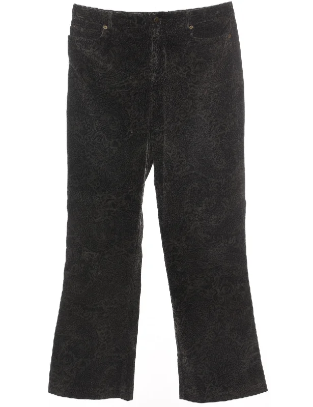 Rafaella Dark Grey Corduroy Fabric Trousers - W34 L31