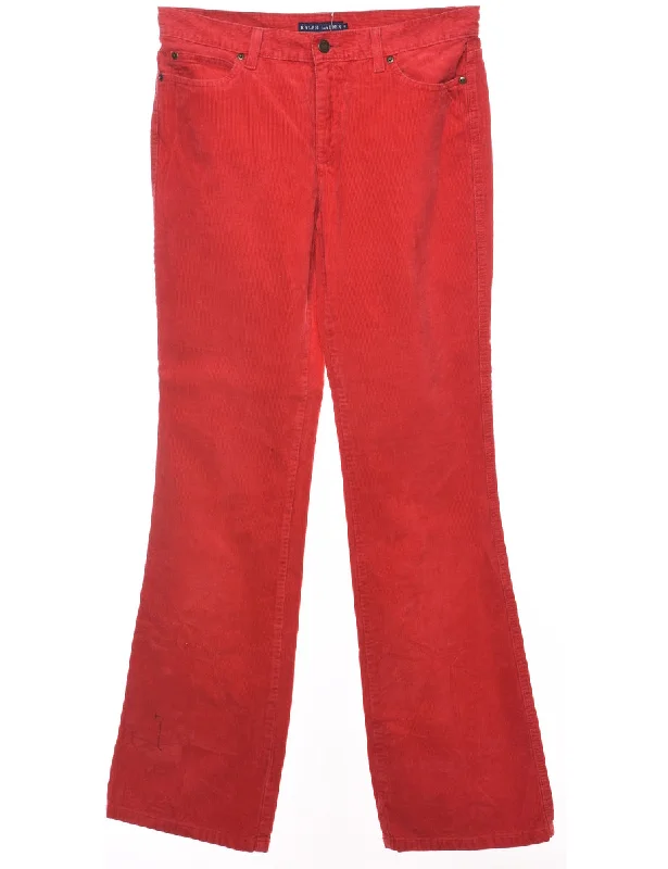 Ralph Lauren Red Straight-Fit Corduroy Trousers - W30 L34