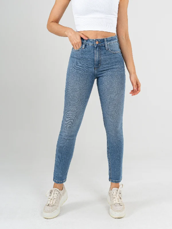 Ref: 065279 Jean skinny stretch, tiro alto, tono azul medio claro