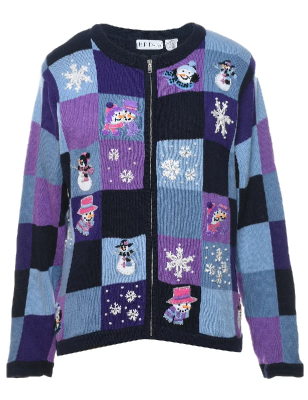 Snowman Christmas Cardigan - M