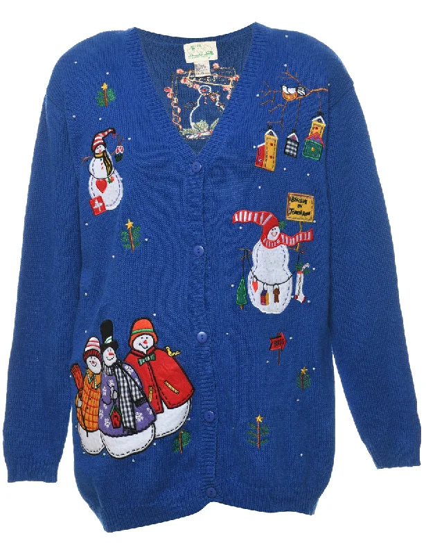 Snowman Christmas Cardigan - M