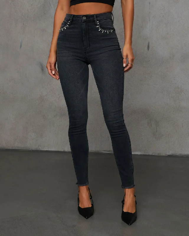 Strapped In High Rise Embellishment Skinny Jeans