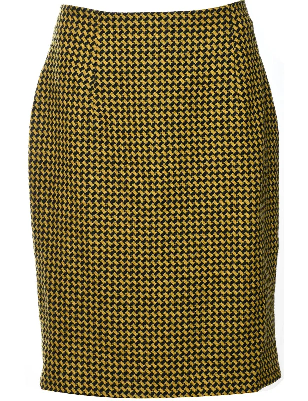 Wool Checked Pencil Skirt - S