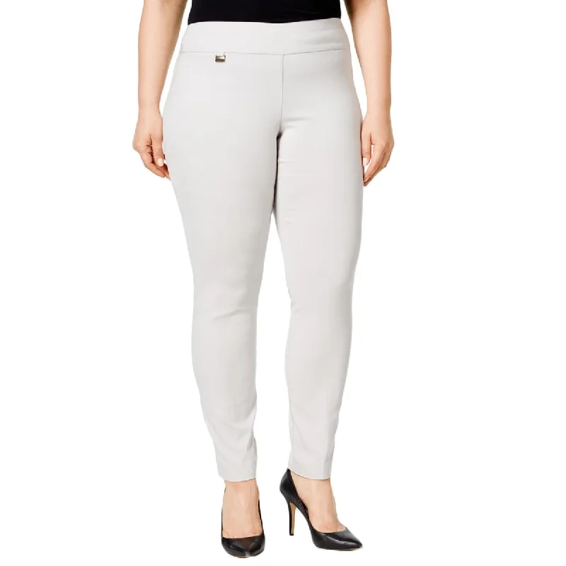 Alfani Womens Plus Comfort Waist White Wash Dress Pants