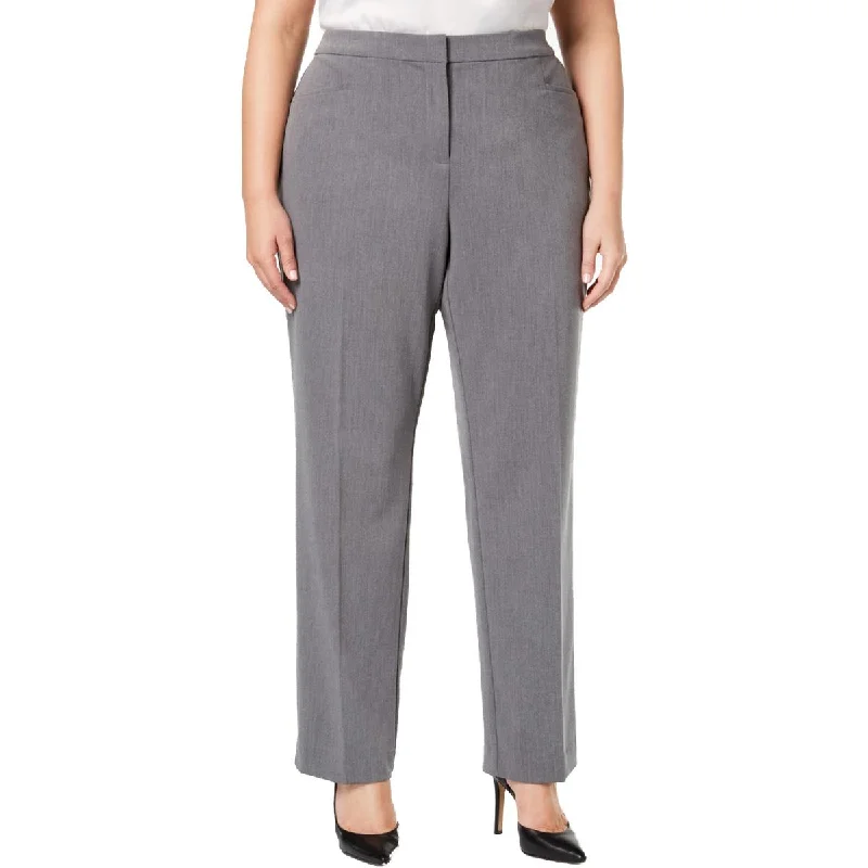 Alfani Womens Plus Heathered Tummy Control Straight Leg Pants