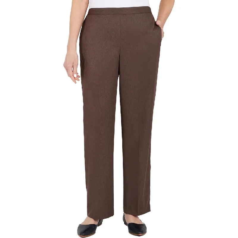 Alfred Dunner Womens Plus High Rise Heathered Straight Leg Pants