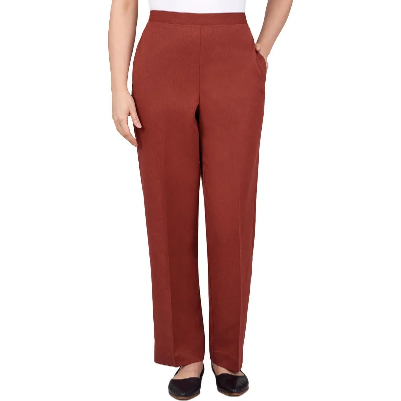 Alfred Dunner Womens Twill Elastic Straight Leg Pants