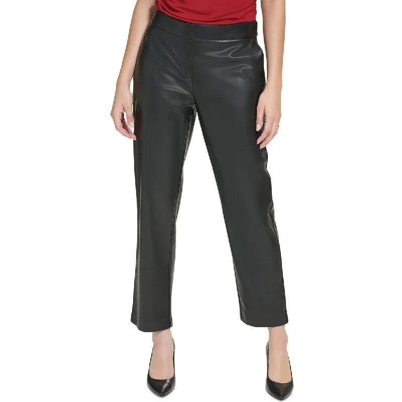 Calvin Klein Womens Faux Leather High Rise Leggings