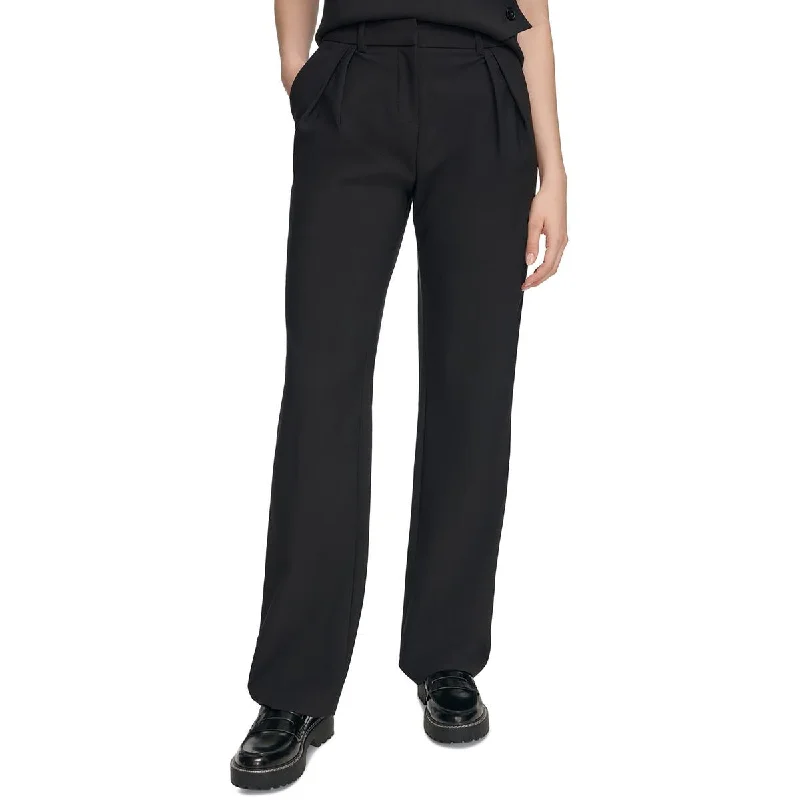 Calvin Klein Womens High Rise Pleated Trouser Pants