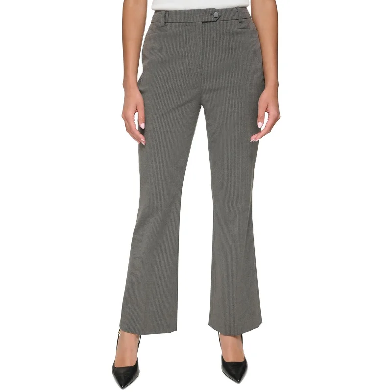 Calvin Klein Womens Petites Mid-Rise Flare Leg Trouser Pants