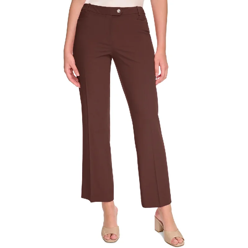 Calvin Klein Womens Petites Mid-Rise Solid Bootcut Pants