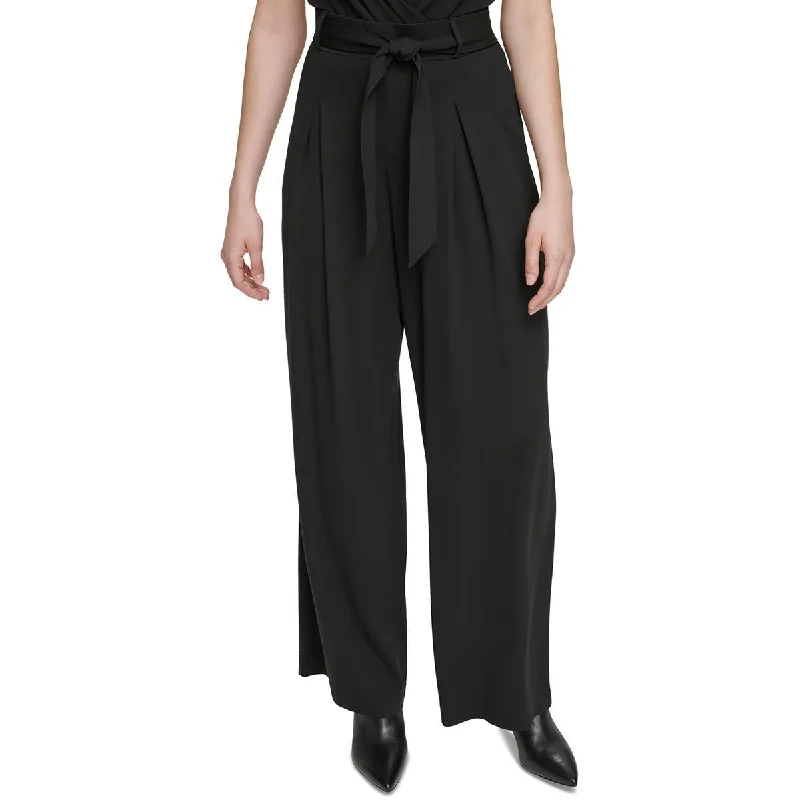 Calvin Klein Womens Pleated Rayon Wide Leg Pants