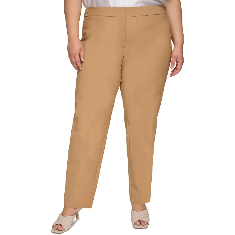 Calvin Klein Womens Plus High Rise Slim Leg Ankle Pants