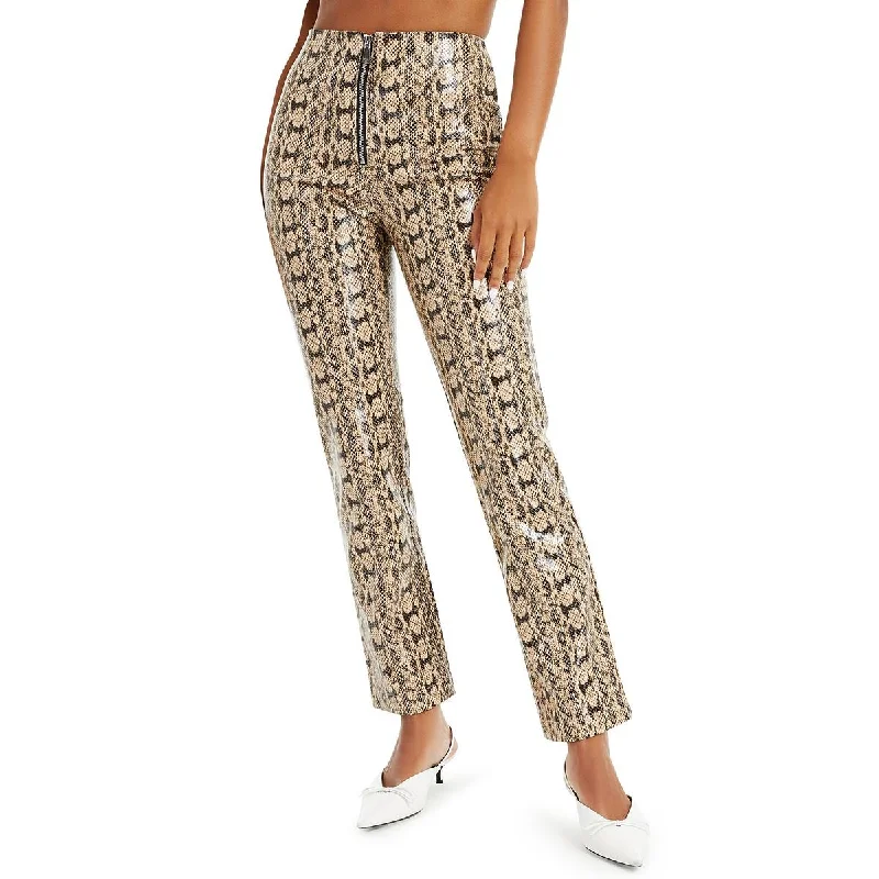 Danielle Bernstein Womens Animal Print Straight Leg Straight Leg Pants