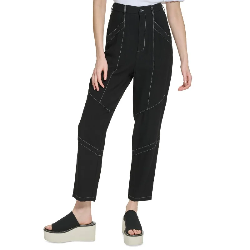 DKNY Womens Crinkle Pockets Ankle Pants