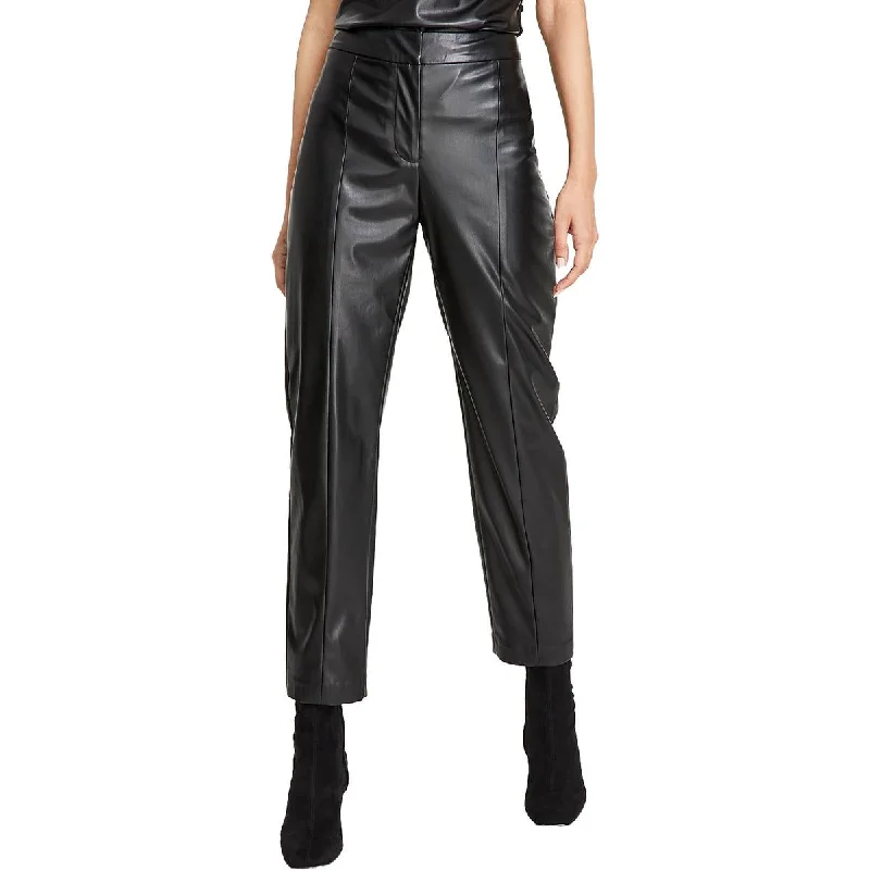 DKNY Womens Faux Leather High Rise Skinny Pants