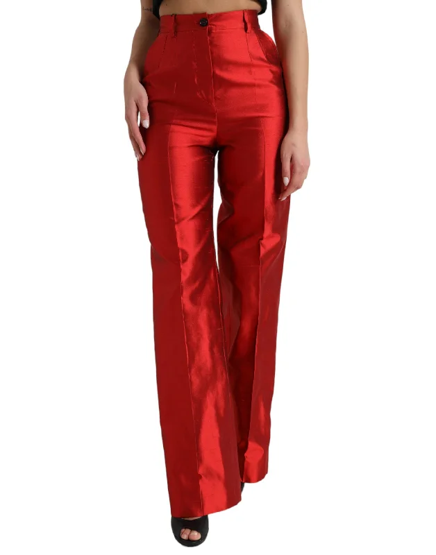 Dolce & Gabbana Elegant High Waist Wide Leg Silk Women's Pants