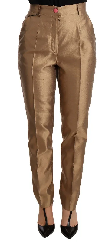 Dolce & Gabbana Elegant Tape Silk Trousers in Women's