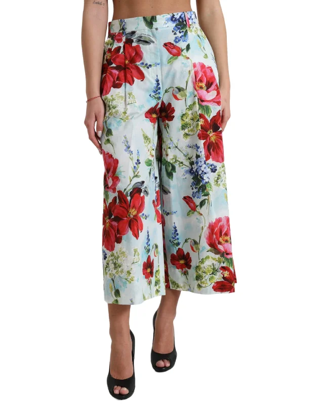 Dolce & Gabbana Floral High Waist Wide Leg Women's Pants