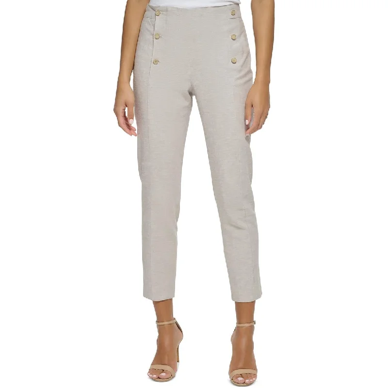 Donna Karan Womens High Rise Embellished Ankle Pants