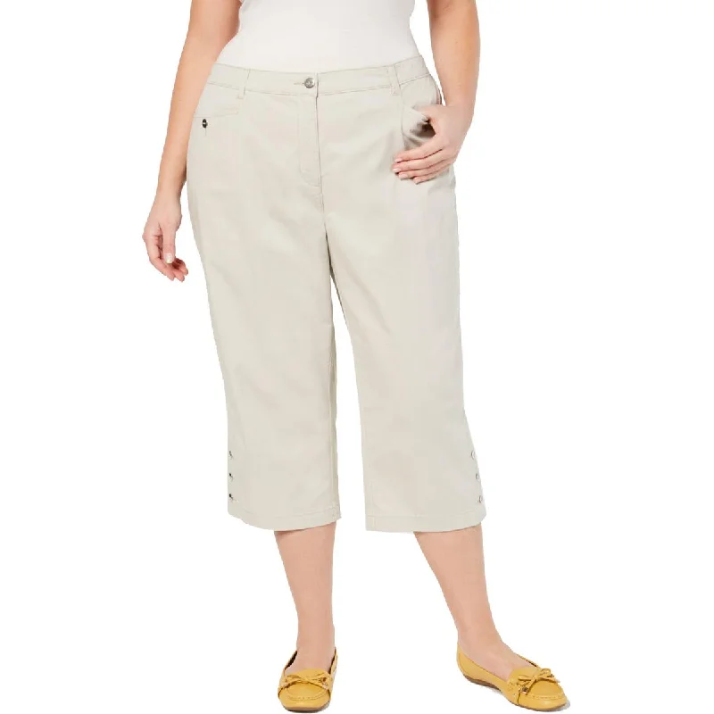 Karen Scott Womens Plus Tummy Control Comfort Waist Capri Pants