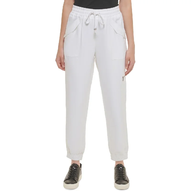 Karl Lagerfeld Paris Womens Linen Blend Pull On Cargo Pants