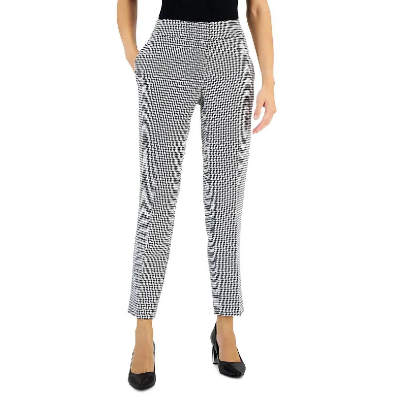 Kasper Womens Petites Houndstooth Slim Ankle Pants