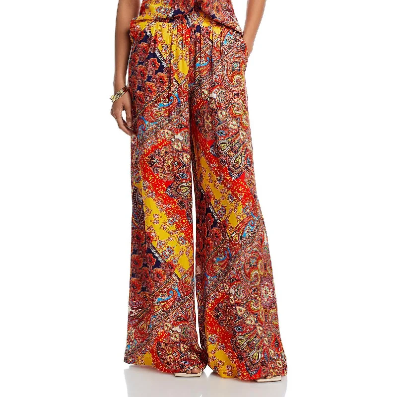 L'Agence Womens Lillian Paisley Silk Wide Leg Pants