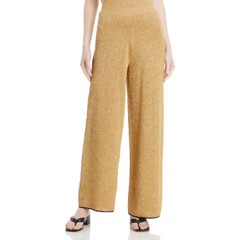 Lanvin Womens Metallic Knit Wide Leg Pants