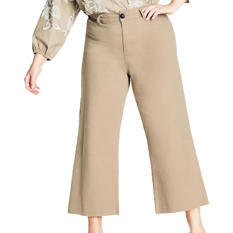 Refinery Womens Plus Zipper Crop Flared Pants