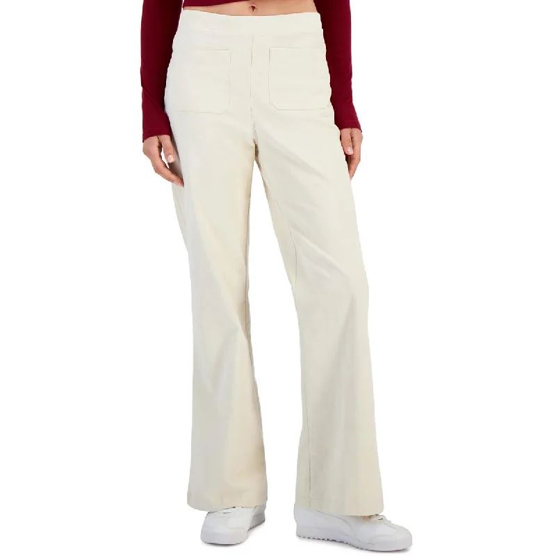 Self E Womens Juniors High Rise Ribbed Wide Leg Pants