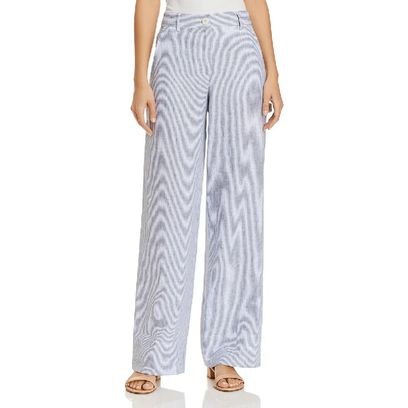 Theory Womens CARPENTER PANT Linen Striped Straight Leg Pants