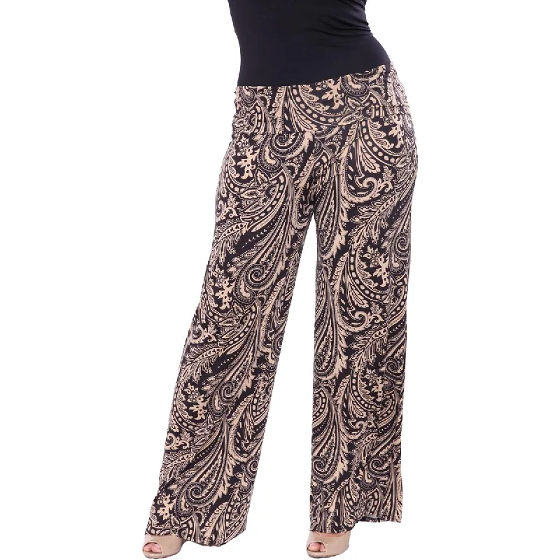 White Mark Womens Plus Printed  Palazzo Pants