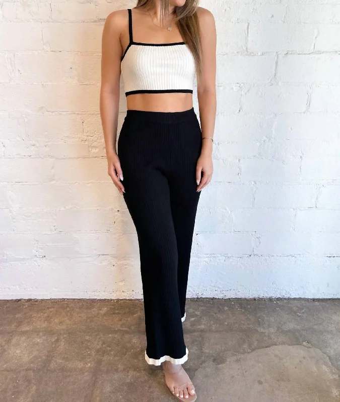 Yin Yang Sweater Rib Pants In Black